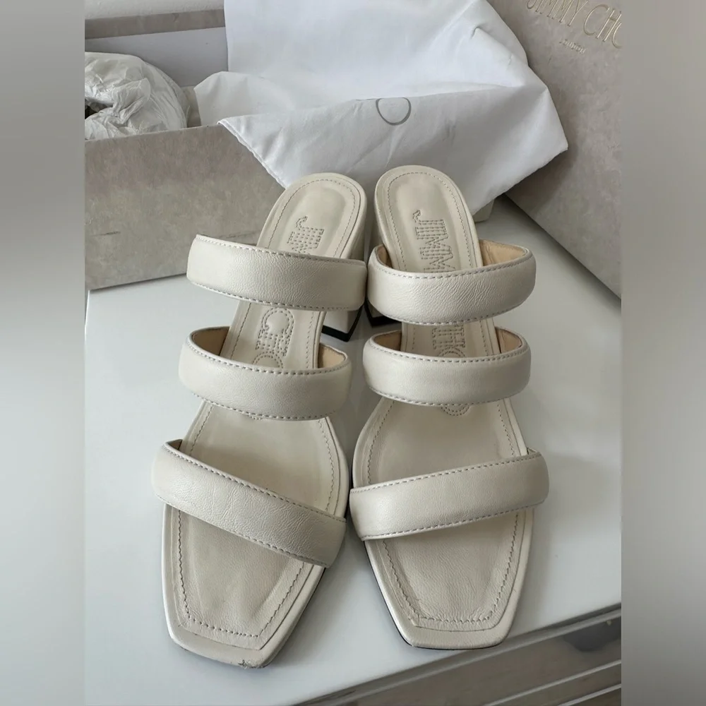 Jimmy Choo White Bridal Sandals size 7-7/5 - Picture 4 of 5